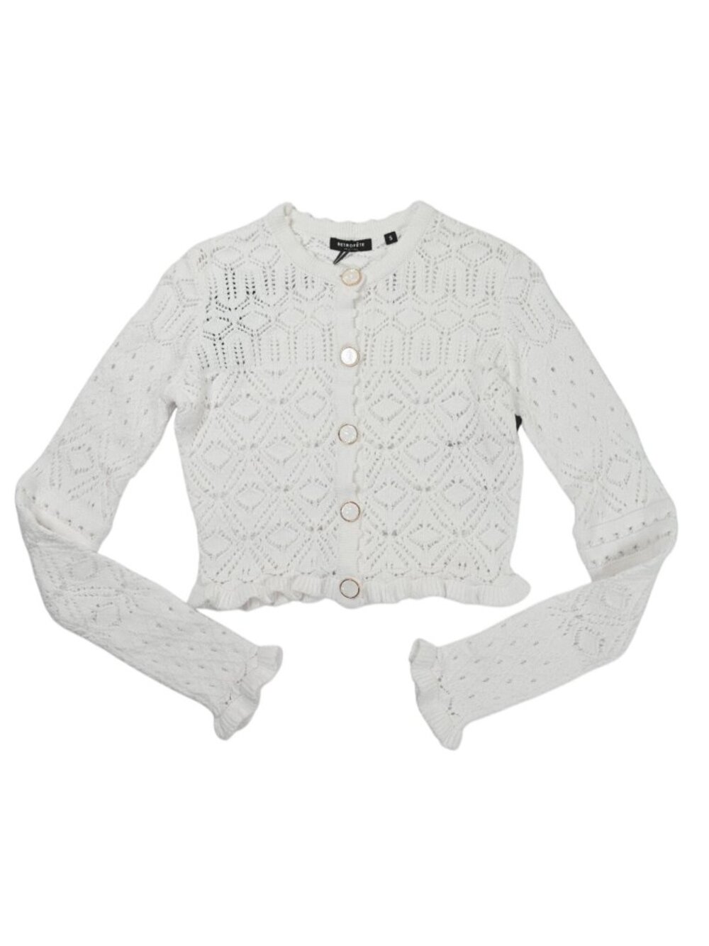 Retrofete Giuliana Crochet Cardigan in White